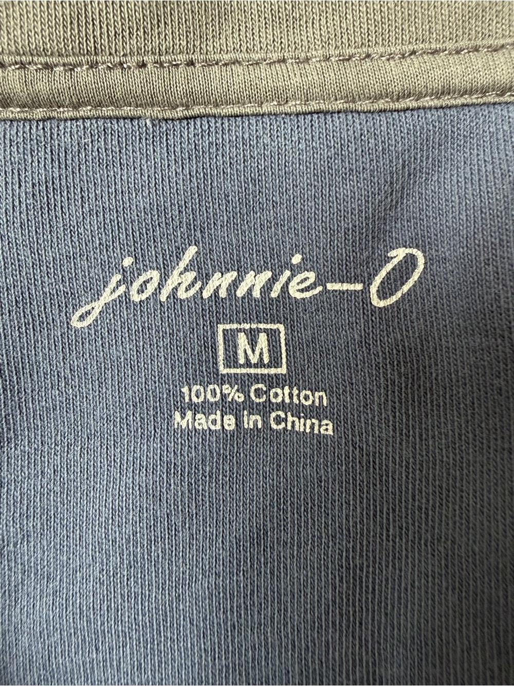 johnnie-O Men’s Blue Zip-Up Sweater with Tan Trim